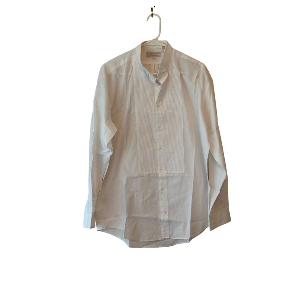 Vintage Crafter's Collection White Pleated French Tux Dress Shirt Formal Sz L